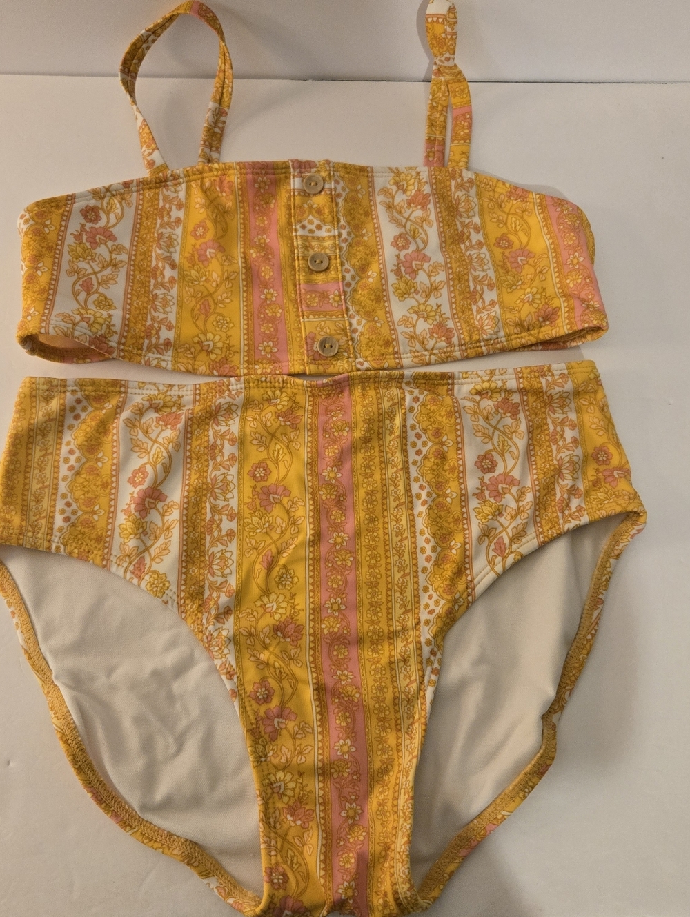 Art Class Girls Orange/Yellow/Pink/White Floral Two Piece Swimsuit XL 14/16